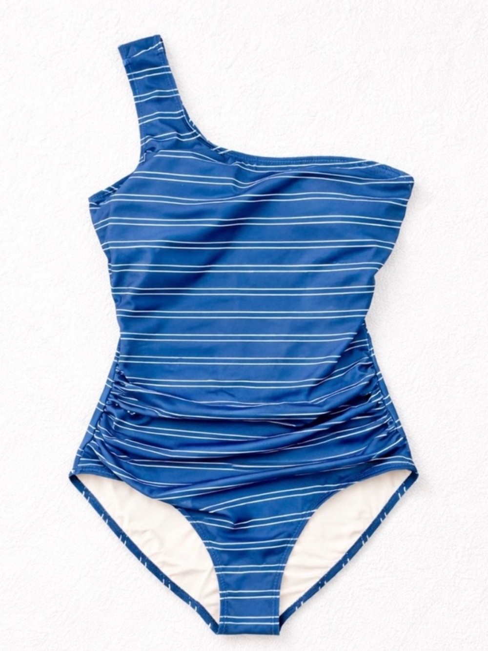 Nani swimsuit one piece nautical stripe swim one shoulder blue